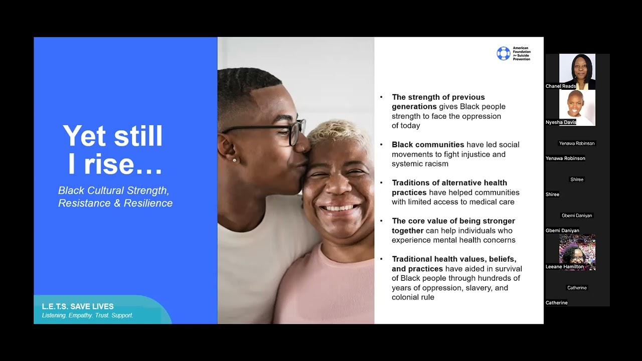 L.E.T.S. Save Lives: An Introduction to Suicide Prevention for Black & African American Communities